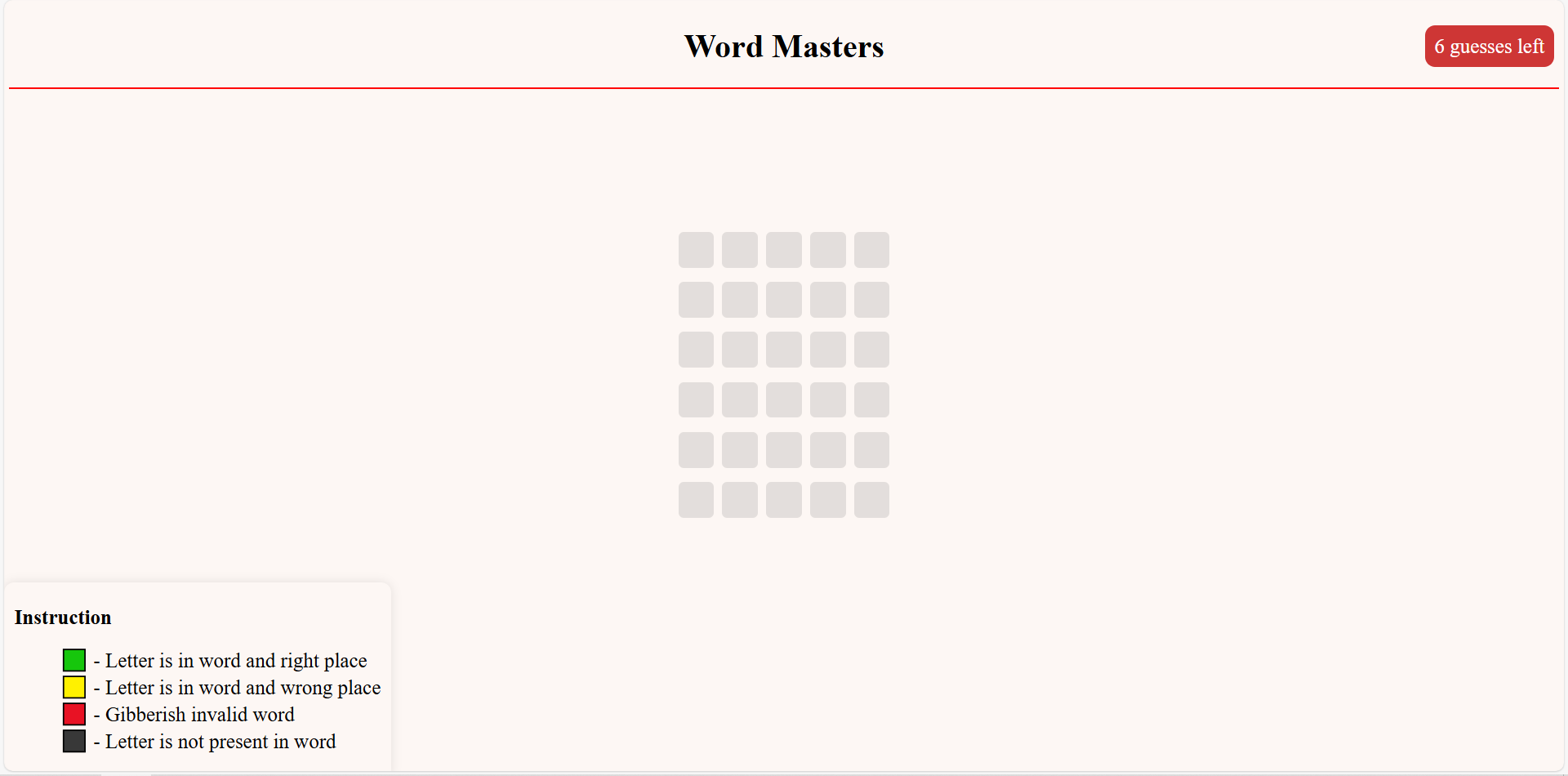 Screenshot of the Word Masters.
